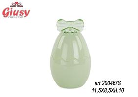 Contenitore Per Uovo In Vetro Con Fiocco Colore Verde 4*16