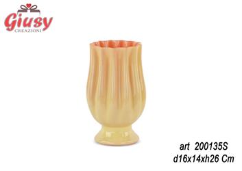 Vaso Tulipano In Vetro Colore Paglierino E Pesca D16X14XH26 Cm   2*6