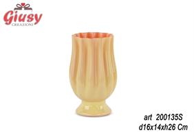Vaso Tulipano In Vetro Colore Paglierino E Pesca D16X14XH26 Cm   2*6