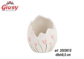 Uovo Portapianta Tulipani Colore Rosa D8XH9,5 Cm 12*72
