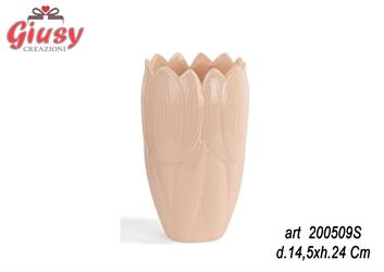 Vaso In Vetro Colore Pesca D.14,5XH24 Cm 4*8