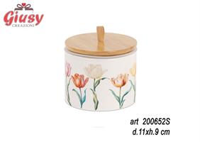 Barattolo Tulipano In Porcellana D.11XH9 Cm 4*24