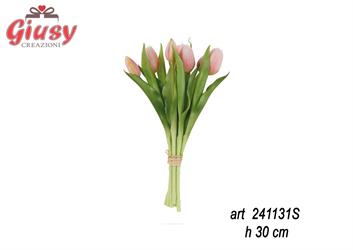 Mazzo Di Sette Tulipani Colore Rosa, H 30 Cm    12*48