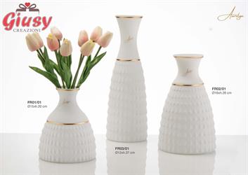 Vaso Dea In Vetro Satinato Colore Bianco D.15XH20 Cm Con Scatola Cilindrica