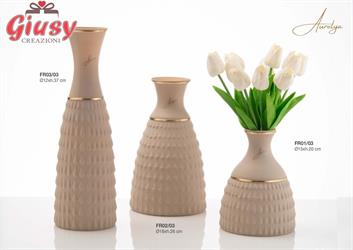 Vaso Dea In Vetro Satinato Colore Tortora D.15XH20 Cm Con Scatola Cilindrica