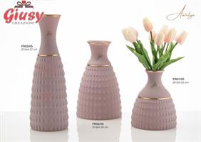 Vaso Dea In Vetro Satinato Colore Rosa Antico D.15XH20 Cm Con Scatola Cilindrica