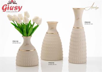 Vaso Dea In Vetro Satinato Colore Crema D.16XH26 Cm Con Scatola Cilindrica