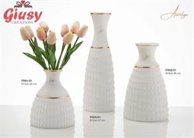 Vaso Dea In Vetro Satinato Colore Bianco D.12XH37 Cm Con Scatola Cilindrica