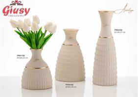 Vaso Dea In Vetro Satinato Colore Crema D.12XH37 Cm Con Scatola Cilindrica