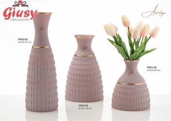 Vaso Dea In Vetro Satinato Colore Rosa Antico D.12XH37 Cm Con Scatola Cilindrica