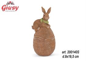 Scatola Uovo Con Coniglietto In Poliresina D.9XH19,5 Cm    4*16