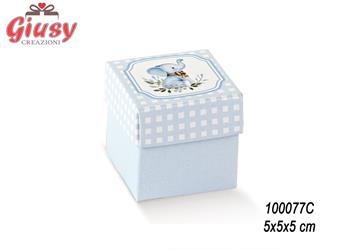 Scatola Fondo E Coperchio 5x5x5 Cm Decoro Elefantino Azzurro 10*200