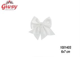 Applicazione Fiocco Di Raso Bianco Con Adesivo 6x7 Cm 12*144