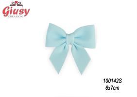 Applicazione Fiocco Di Raso Azzurro Con Adesivo 6x7 Cm 12*144
