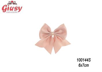 Applicazione Fiocco Di Raso Rosa Con Adesivo 6x7 Cm 12*144