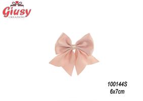 Applicazione Fiocco Di Raso Rosa Con Adesivo 6x7 Cm 12*144