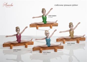 Ginnasta Spaccata In Porcellana Di Capodimonte Con Glitter Oro 12 Cm Completa Di Scatola