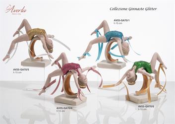Ginnasta Curva In Porcellana Di Capodimonte Con Glitter Fuxia 15 Cm Completa Di Scatola