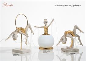 Ginnasta Curva In Porcellana Di Capodimonte Con Foglia Oro Su Base 15 Cm Completa Di Scatola