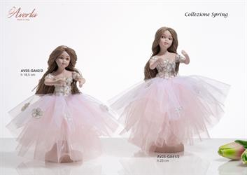 Dama In Pedi Media In Porcellana Di Capodimoente Colore Rosa Baby H.23 Cm, Completa Di SCtola