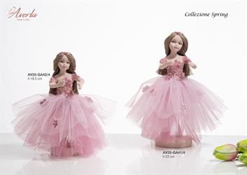 Dama In Piedi Media In Porcellana Di Capodimonte Colore Rosa Shock H 23 Cm, Completa Di Scatola