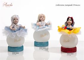 Lampada Principessa Alicia In Porcellana Di Capodimonete Con Sfera Led 17 Cm, Completa Di Scatola