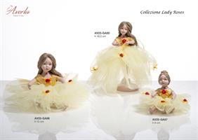 Bambola Seduta In Piedi Porcellana Di Capodimonte Con Tulle Giallo H 18,5 Cm, Completa Di Scatola