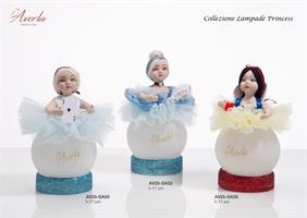 Lampada Principessa Cindry In Porcellana Di Capodimonete Con Tulle E Sfera Led 17 Cm, Completa Di Scatola