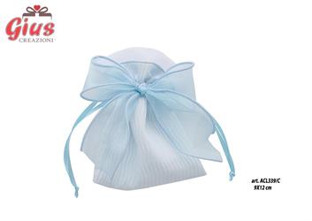 Sacchetto Con Fiocco Blue In Raso 9x12 Cm