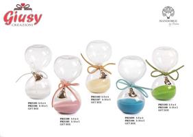 Clessidra Crema Con Cuore Oro 10 Cm, In Vetro Completo Di Scatola