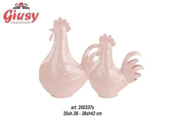 Set Due Galline Cipria 35XH38 Cm