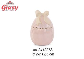 Scatola Uova Rosa Con Fiocco D9X12,5 Cm   6*48