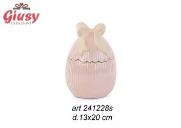 Scatola Uova Rosa Con Fiocco In Porcellana 13XH20Cm   4*12