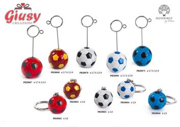 Portachiavi In Metallo Con Pallone Da Calcio In Resina Color Bianco-Nero Diametro 2,8 Cm 24*240