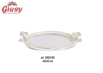 Vassoio Specchio Con Fiocchi Bianco E Oro 45X25 Cm 2*8