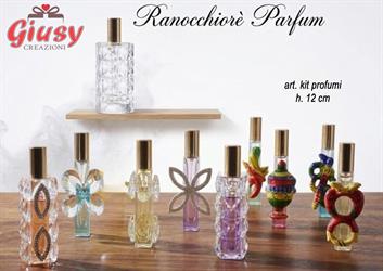Kit Profumi 10 Pezzi Assortiti In Vetro E Porcellana Di Capodimonte, Con Scatola H 12 Cm.