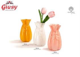 Vaso Bianco Con Fiocco In Rilievo In Vetro 20,2 Cm