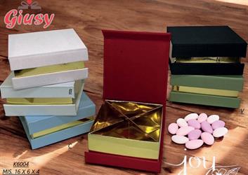 Scatolina Quadrata Bianca E Oro 16x16x14 Cm 10*100