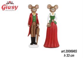 Topolino E topolina Rosso E Verde 2 Assortiti H 33 Cm 2*8