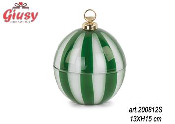 Sfera Contenitore Con Righe Verdi e Bianche D.13XH.15 Cm 4*16