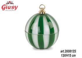 Sfera Contenitore Con Righe Verdi e Bianche D.13XH.15 Cm 4*16
