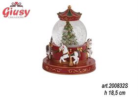 Carillon Con Cavallini Con Musica e Fiocchi Di Neve H.18,5 Cm 2*4
