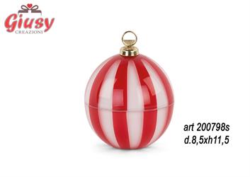 SFERA CONTENITORE RIGHE ROSSE-BIANCHE D.80XH.100 6*24