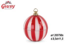 SFERA CONTENITORE RIGHE ROSSE-BIANCHE D.80XH.100 6*24
