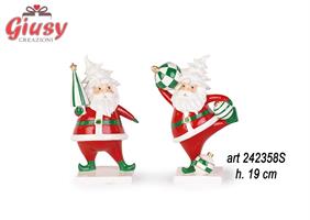 Babbo Natle Con Albero E Sfera, Due Soggetti Assortiti 19 Cm
