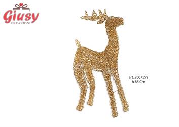 Renna Colore Oro In Micro Flash Con Led H 85 Cm