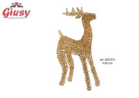 Renna Colore Oro In Micro Flash Con Led H 85 Cm