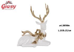 Renna Sdraiata Bianca E Champagne L 23XH27,5 Cm 1*4