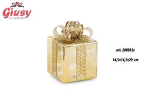 Pacco Regalo Colore Oro Con Led 14,5X14,5X20  1*6