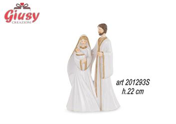 Natività In Resina Bianca E Oro H.22 Cm Completa Di Scatola 3*12